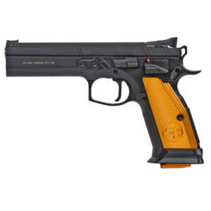 CZ 75 Tactical Sport Orange 9mm Luger Semi Auto Pistol 5.23″ Barrel 20 Rounds Steel Frame Aluminum Orange Grips Matte Black
