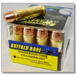 Buffalo Bore Dangerous Game .475 Linebaugh Ammunition 20 Rounds Mono-Metal Lead Free FN 330 Grain 2DG 330/20