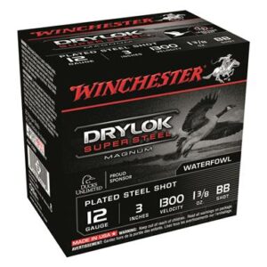Winchester DryLok Super Steel Magnum- 12 Gauge, 3″ Shot Shells, 1 3/8 oz., 250 Rounds